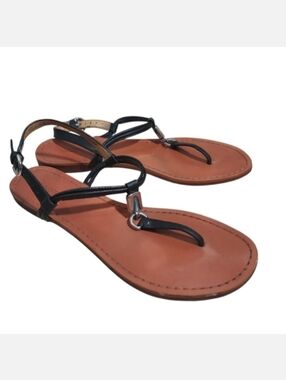 Coach Charleen Black Leather Thong Sandals 8